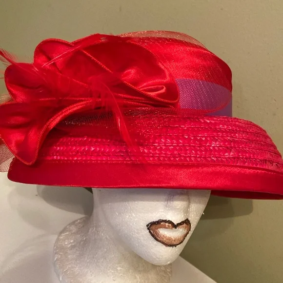 Unbranded | Accessories | Cute Red Straw Hat W Purple Band 